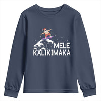 Christmas In July Surfing Santa Youth Sweatshirt Mele Kalikimaka Summer Beach Hawaii - Wonder Print Shop