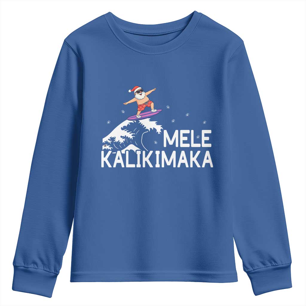 Christmas In July Surfing Santa Youth Sweatshirt Mele Kalikimaka Summer Beach Hawaii - Wonder Print Shop