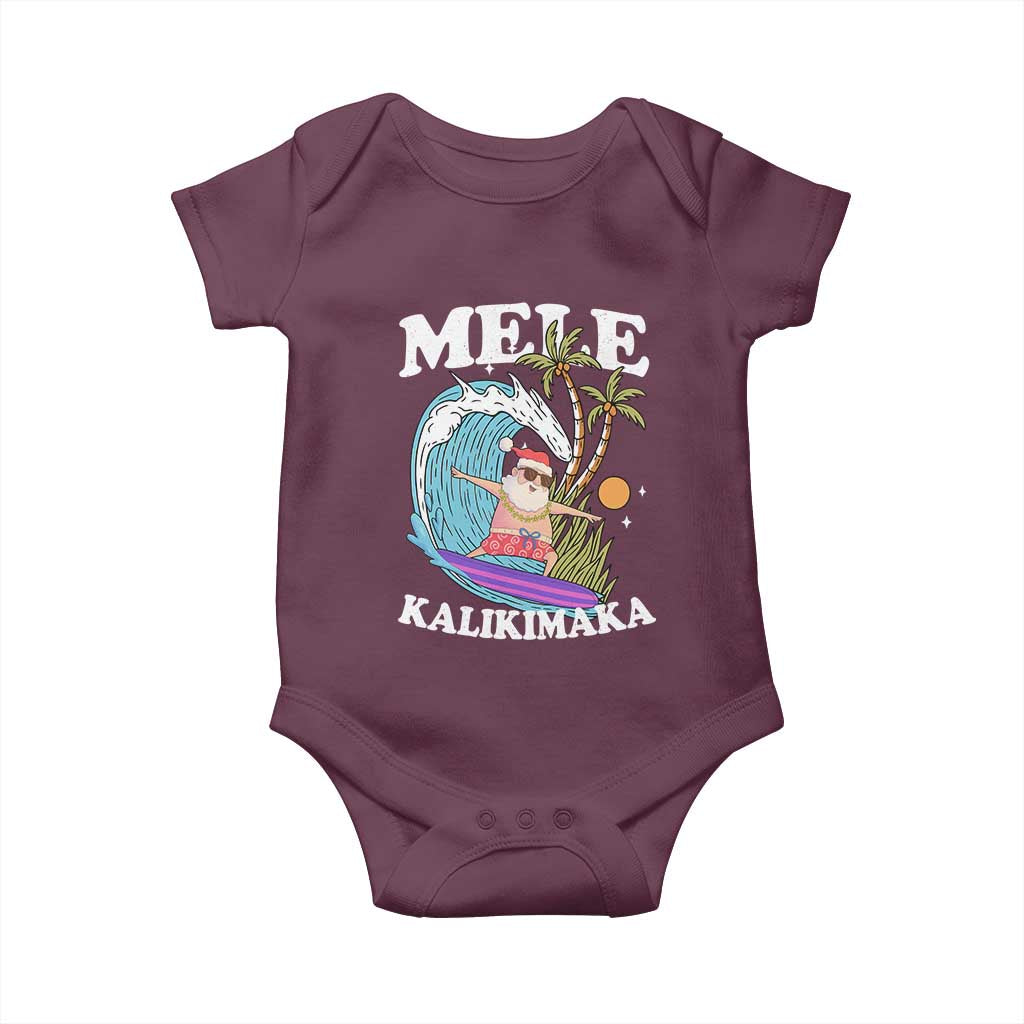 Mele Kalikimaka Hawaii Christmas Surfing Santa Baby Onesie Summer Beach Hawaii Xmas In July - Wonder Print Shop