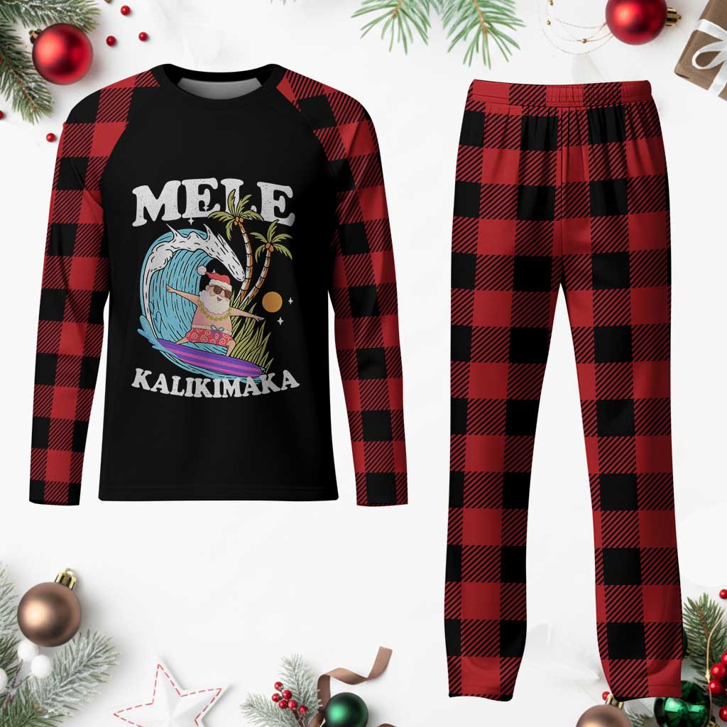 Mele Kalikimaka Hawaii Christmas Surfing Santa Plaid Pajama Set Summer Beach Hawaii Xmas In July - Wonder Print Shop