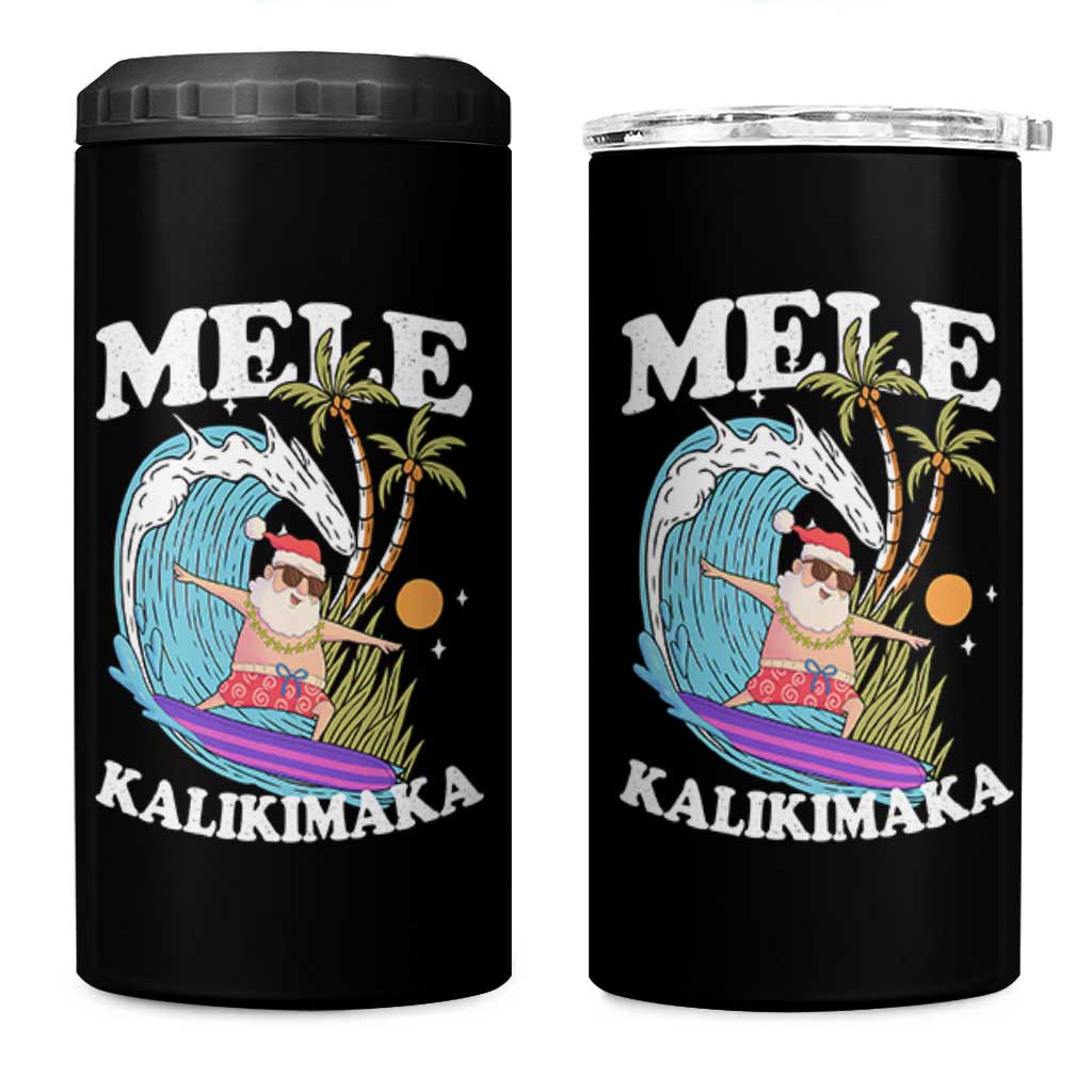 Mele Kalikimaka Hawaii Christmas Surfing Santa 4 in 1 Can Cooler Tumbler Summer Beach Hawaii Xmas In July - Wonder Print Shop