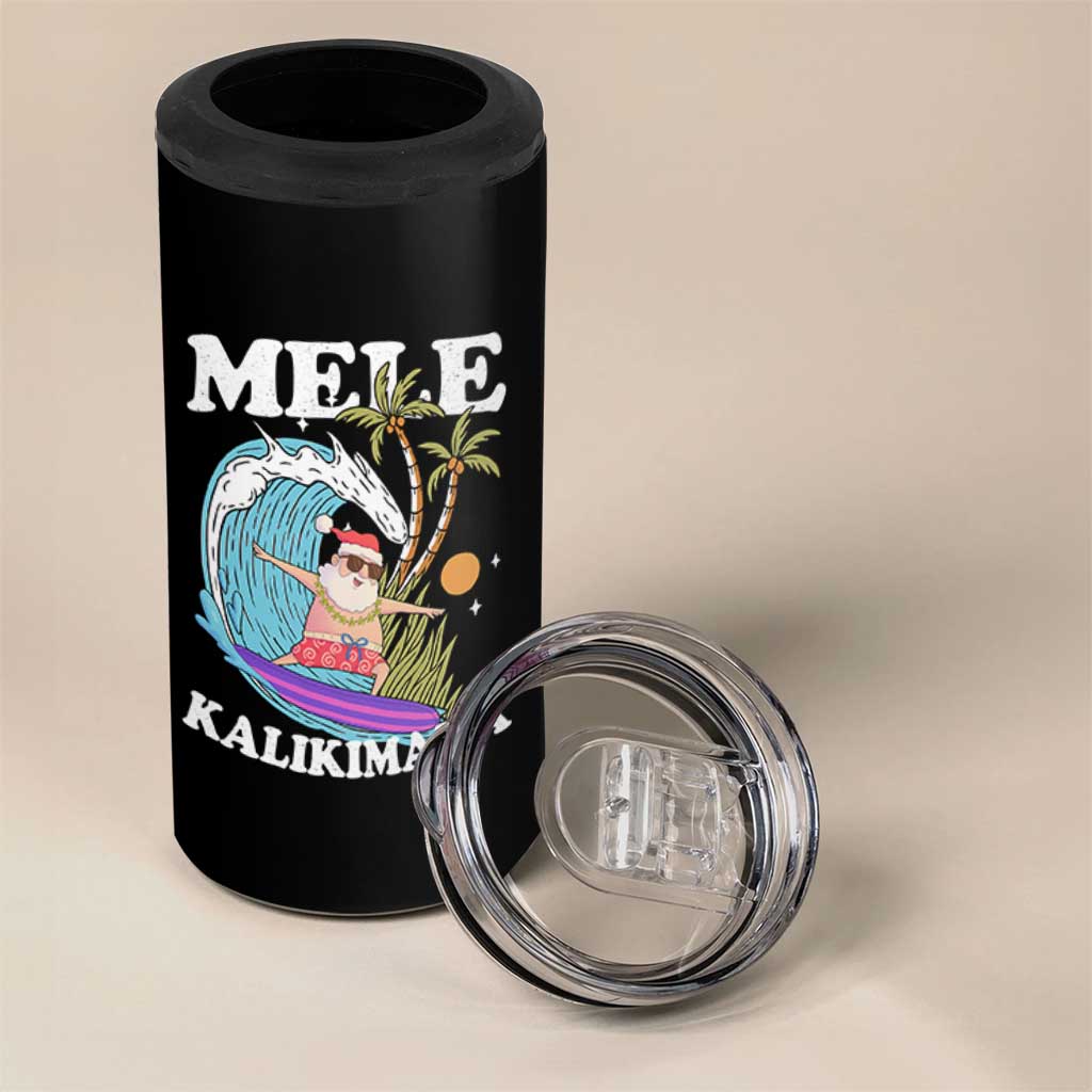 Mele Kalikimaka Hawaii Christmas Surfing Santa 4 in 1 Can Cooler Tumbler Summer Beach Hawaii Xmas In July - Wonder Print Shop