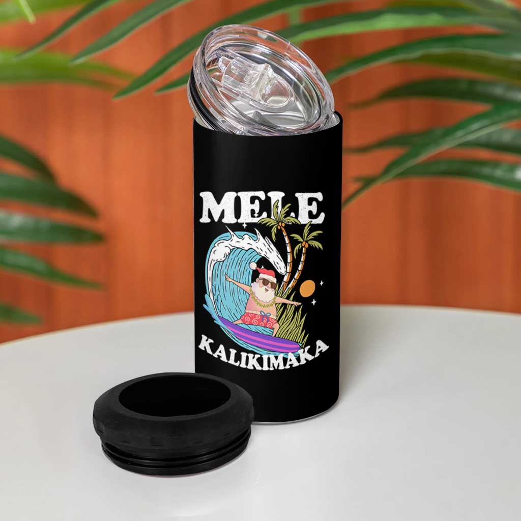 Mele Kalikimaka Hawaii Christmas Surfing Santa 4 in 1 Can Cooler Tumbler Summer Beach Hawaii Xmas In July - Wonder Print Shop
