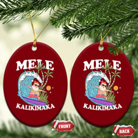 Mele Kalikimaka Hawaii Xmas Surfing Santa Ceramic Ornament Summer Beach Hawaii Xmas In July - Wonder Print Shop