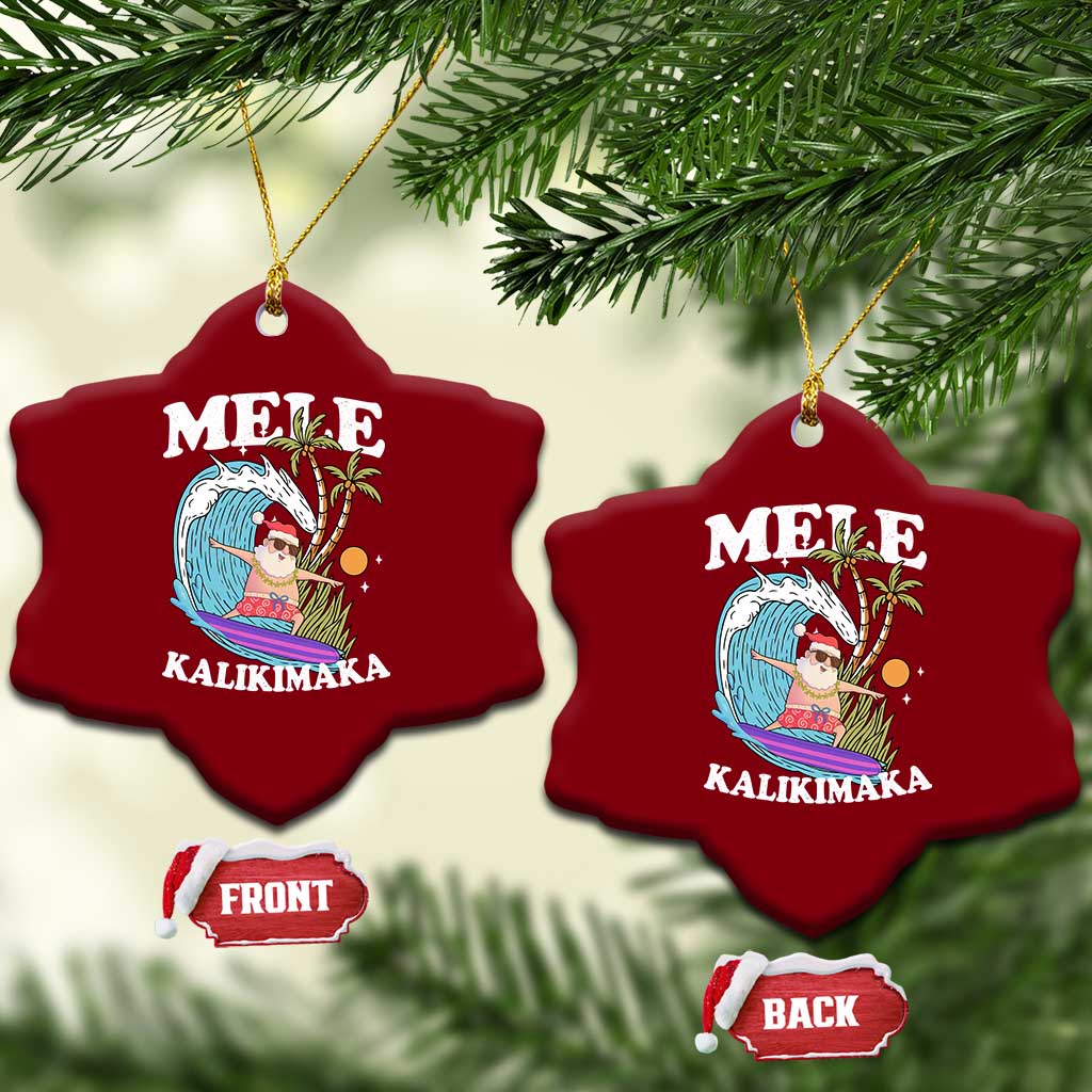 Mele Kalikimaka Hawaii Xmas Surfing Santa Ceramic Ornament Summer Beach Hawaii Xmas In July - Wonder Print Shop
