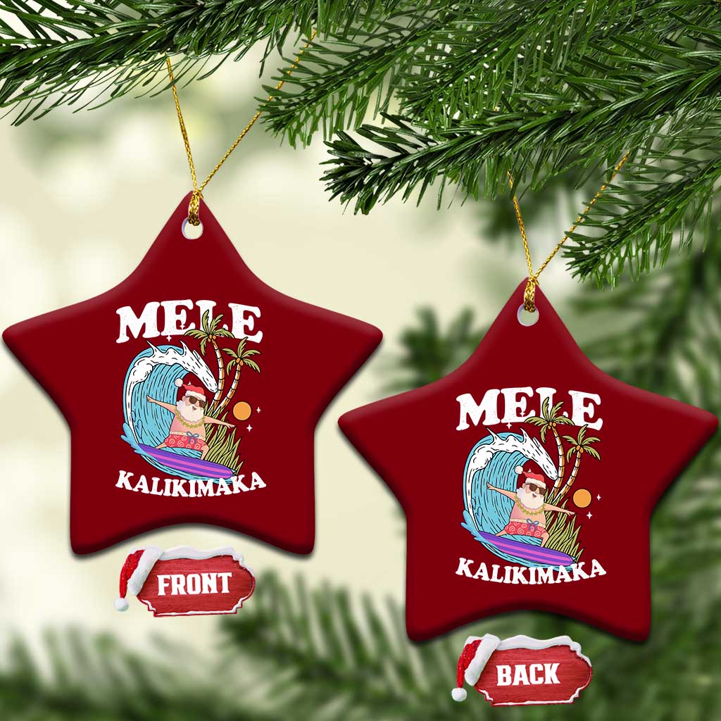 Mele Kalikimaka Hawaii Xmas Surfing Santa Ceramic Ornament Summer Beach Hawaii Xmas In July - Wonder Print Shop