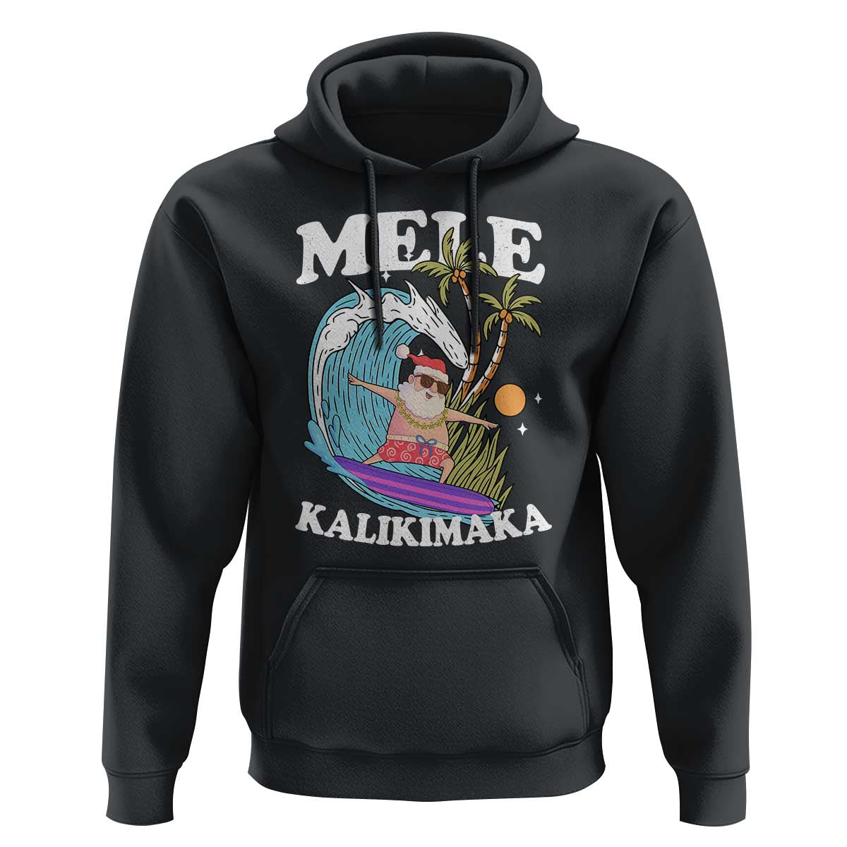 Mele Kalikimaka Hawaii Christmas Surfing Santa Hoodie Summer Beach Hawaii Xmas In July - Wonder Print Shop
