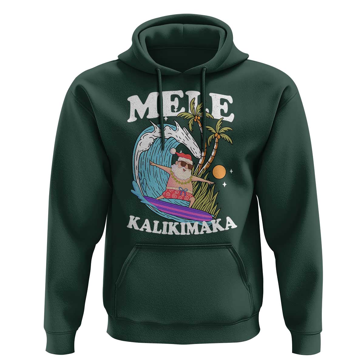 Mele Kalikimaka Hawaii Christmas Surfing Santa Hoodie Summer Beach Hawaii Xmas In July - Wonder Print Shop
