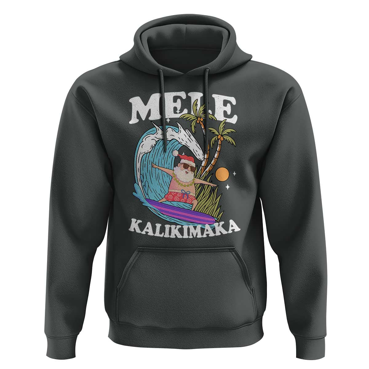 Mele Kalikimaka Hawaii Christmas Surfing Santa Hoodie Summer Beach Hawaii Xmas In July - Wonder Print Shop