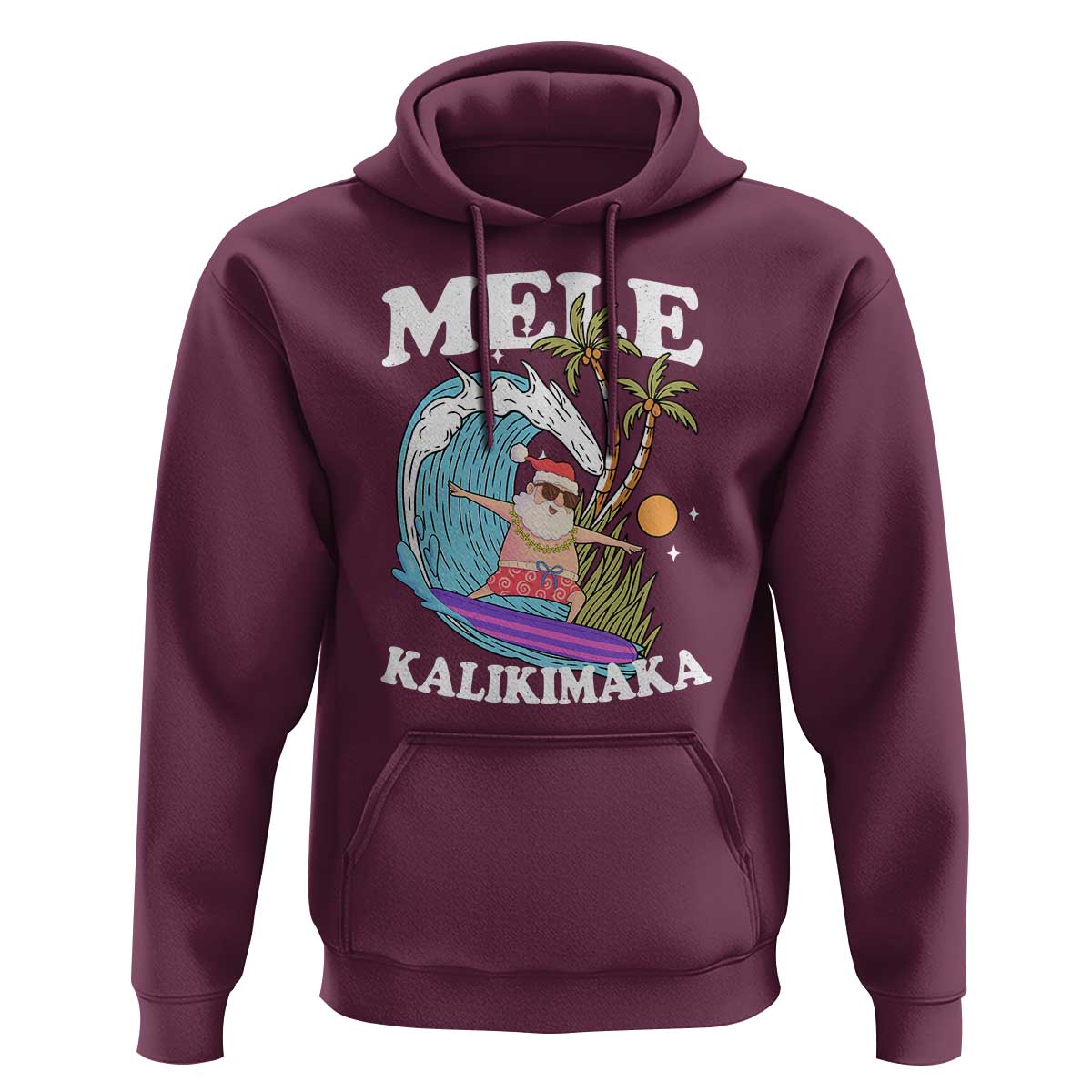 Mele Kalikimaka Hawaii Christmas Surfing Santa Hoodie Summer Beach Hawaii Xmas In July - Wonder Print Shop