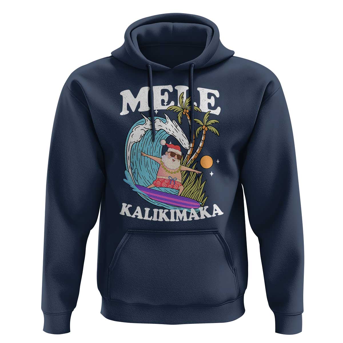 Mele Kalikimaka Hawaii Christmas Surfing Santa Hoodie Summer Beach Hawaii Xmas In July - Wonder Print Shop