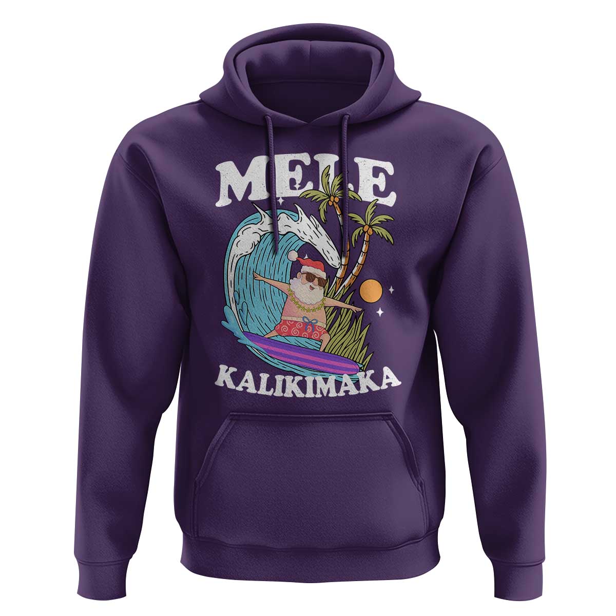 Mele Kalikimaka Hawaii Christmas Surfing Santa Hoodie Summer Beach Hawaii Xmas In July - Wonder Print Shop