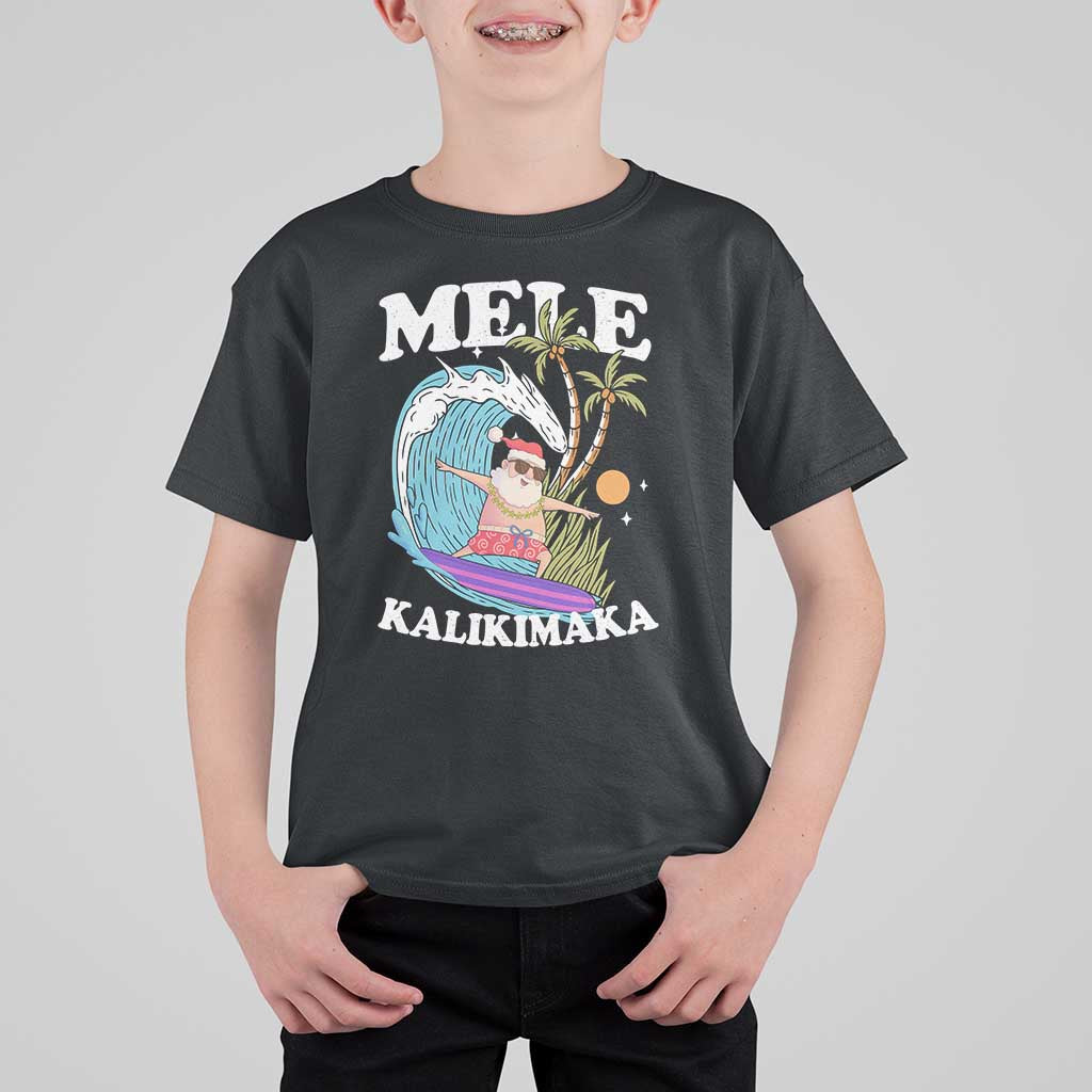 Mele Kalikimaka Hawaii Christmas Surfing Santa T Shirt For Kid Summer Beach Hawaii Xmas In July - Wonder Print Shop