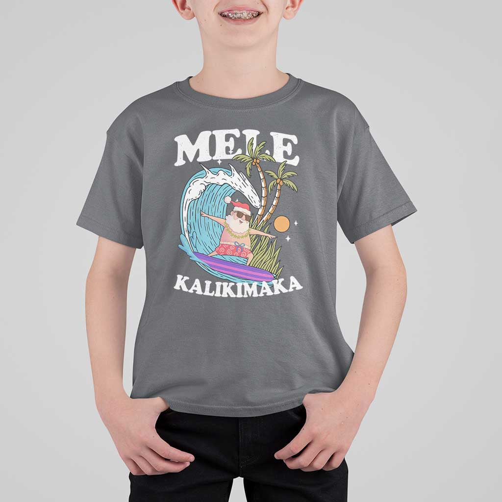 Mele Kalikimaka Hawaii Christmas Surfing Santa T Shirt For Kid Summer Beach Hawaii Xmas In July - Wonder Print Shop