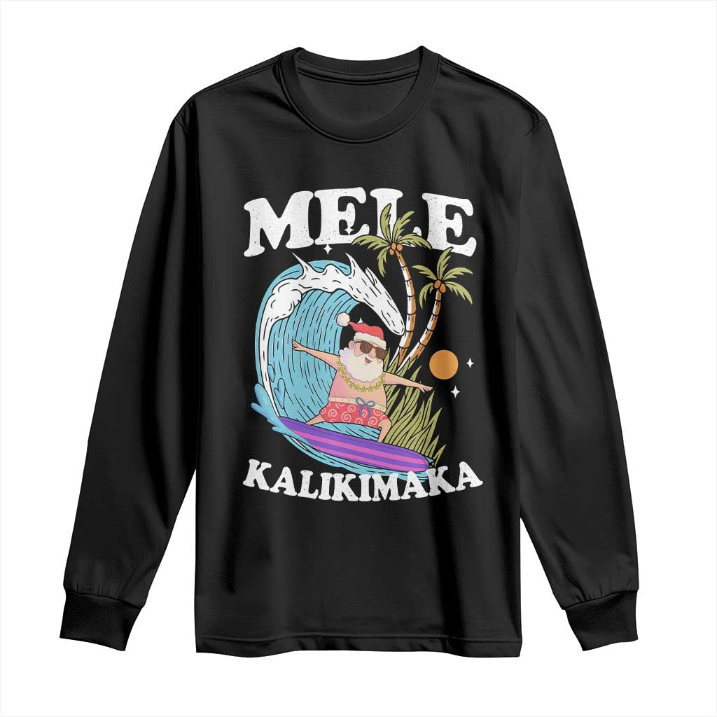 Mele Kalikimaka Hawaii Christmas Surfing Santa Long Sleeve Shirt Summer Beach Hawaii Xmas In July - Wonder Print Shop