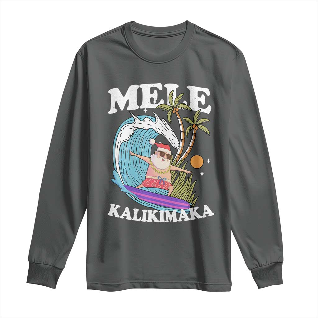 Mele Kalikimaka Hawaii Christmas Surfing Santa Long Sleeve Shirt Summer Beach Hawaii Xmas In July - Wonder Print Shop