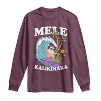 Mele Kalikimaka Hawaii Christmas Surfing Santa Long Sleeve Shirt Summer Beach Hawaii Xmas In July - Wonder Print Shop