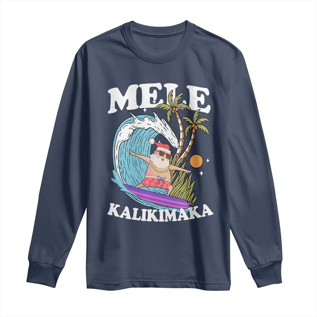 Mele Kalikimaka Hawaii Christmas Surfing Santa Long Sleeve Shirt Summer Beach Hawaii Xmas In July - Wonder Print Shop