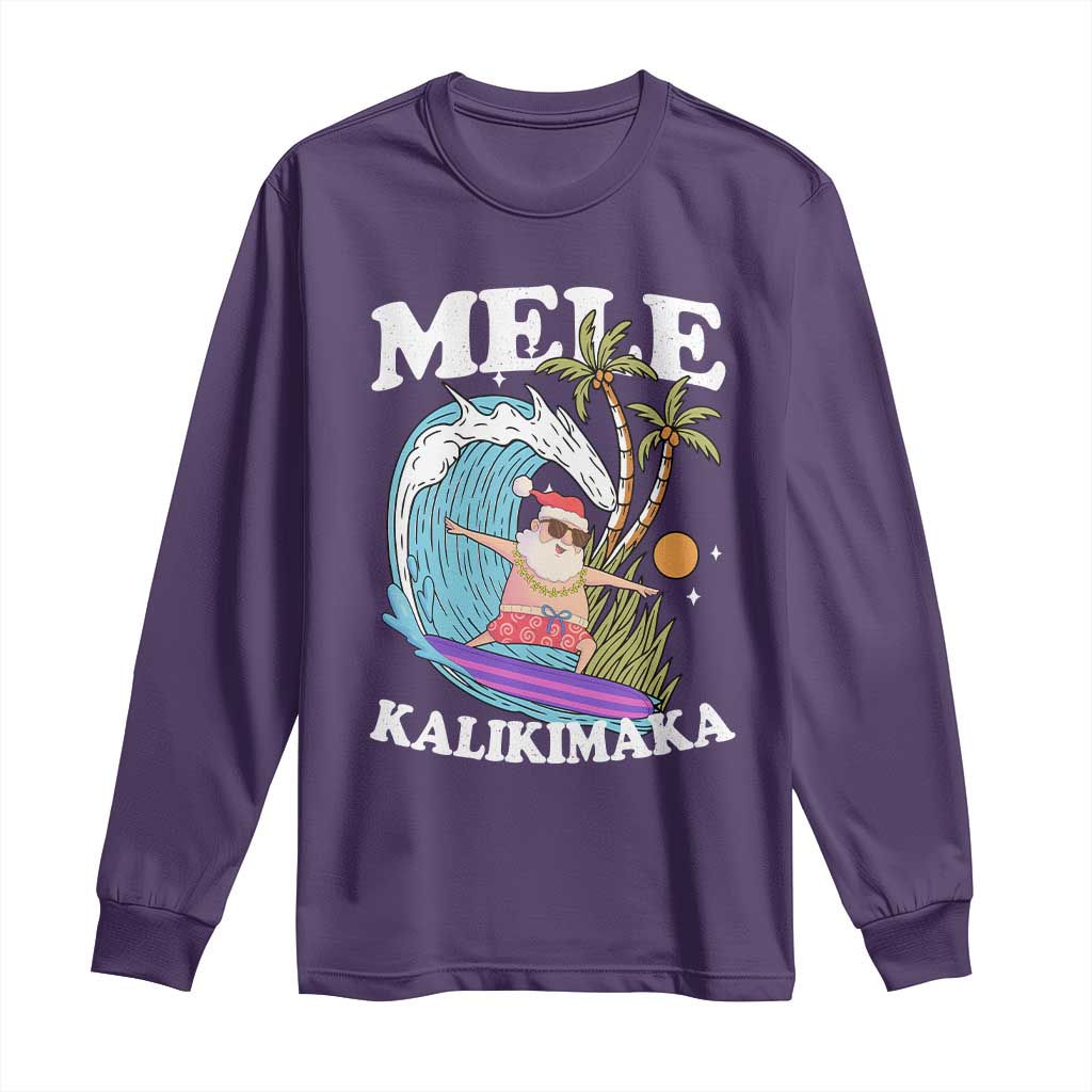 Mele Kalikimaka Hawaii Christmas Surfing Santa Long Sleeve Shirt Summer Beach Hawaii Xmas In July - Wonder Print Shop