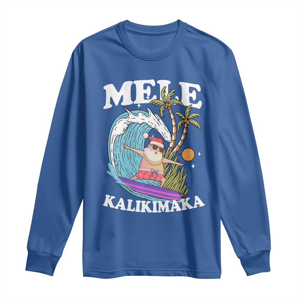 Mele Kalikimaka Hawaii Christmas Surfing Santa Long Sleeve Shirt Summer Beach Hawaii Xmas In July - Wonder Print Shop