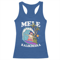 Mele Kalikimaka Hawaii Christmas Surfing Santa Racerback Tank Top Summer Beach Hawaii Xmas In July - Wonder Print Shop