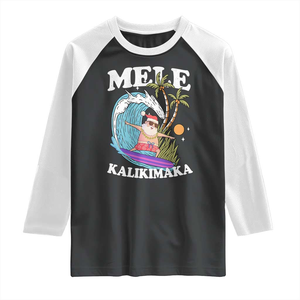 Mele Kalikimaka Hawaii Christmas Surfing Santa Raglan Shirt Summer Beach Hawaii Xmas In July - Wonder Print Shop