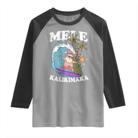 Mele Kalikimaka Hawaii Christmas Surfing Santa Raglan Shirt Summer Beach Hawaii Xmas In July - Wonder Print Shop