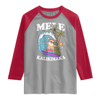 Mele Kalikimaka Hawaii Christmas Surfing Santa Raglan Shirt Summer Beach Hawaii Xmas In July - Wonder Print Shop