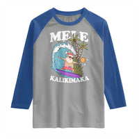 Mele Kalikimaka Hawaii Christmas Surfing Santa Raglan Shirt Summer Beach Hawaii Xmas In July - Wonder Print Shop