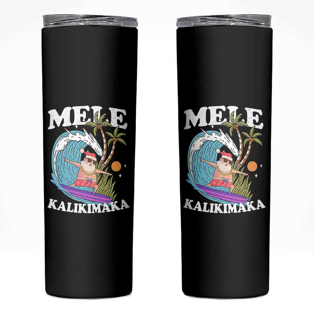 Mele Kalikimaka Hawaii Christmas Surfing Santa Skinny Tumbler Summer Beach Hawaii Xmas In July - Wonder Print Shop