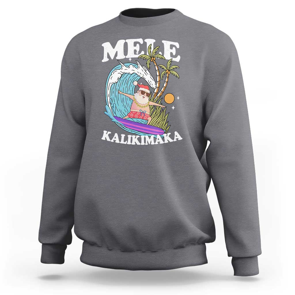Mele Kalikimaka Hawaii Christmas Surfing Santa Sweatshirt Summer Beach Hawaii Xmas In July - Wonder Print Shop