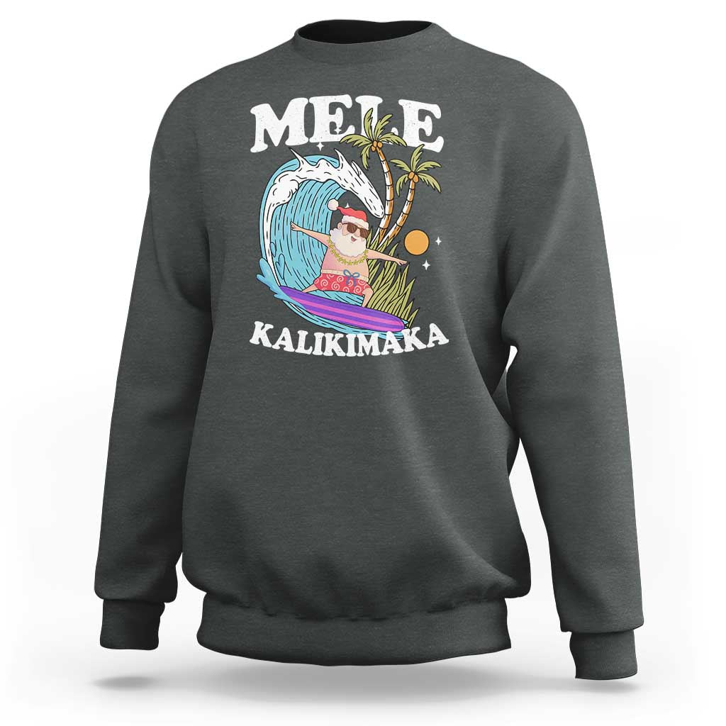Mele Kalikimaka Hawaii Christmas Surfing Santa Sweatshirt Summer Beach Hawaii Xmas In July - Wonder Print Shop