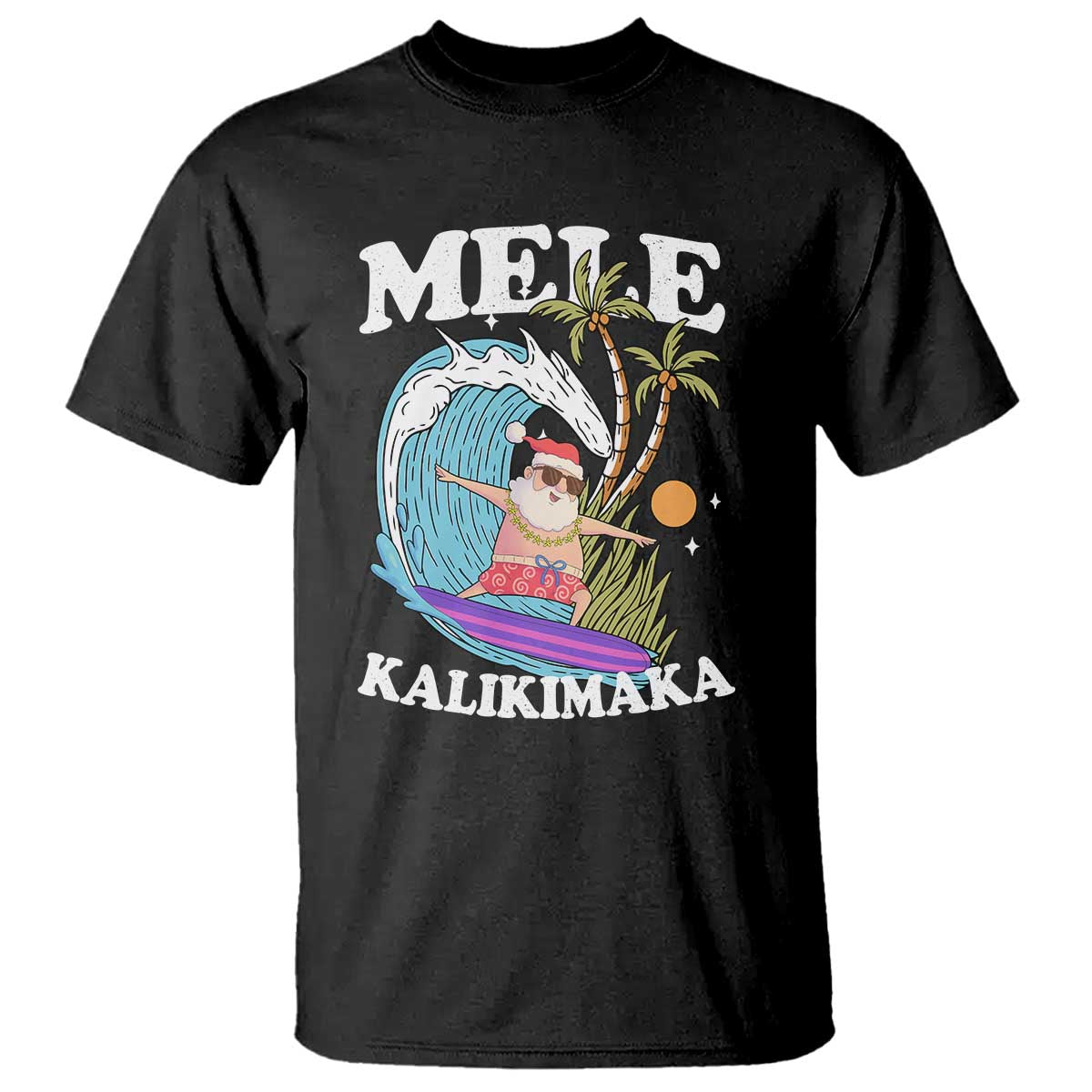 Mele Kalikimaka Hawaii Christmas Surfing Santa T Shirt Summer Beach Hawaii Xmas In July - Wonder Print Shop