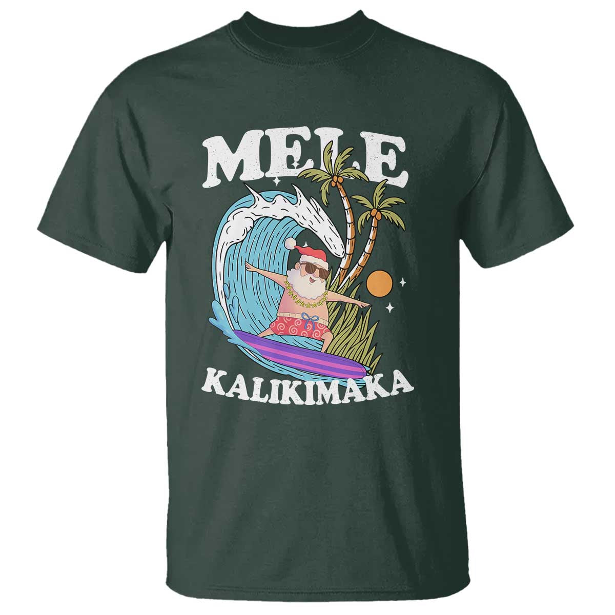 Mele Kalikimaka Hawaii Christmas Surfing Santa T Shirt Summer Beach Hawaii Xmas In July - Wonder Print Shop
