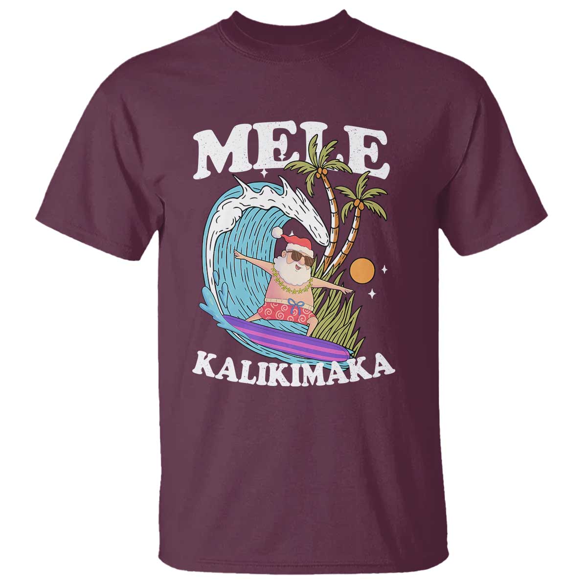 Mele Kalikimaka Hawaii Christmas Surfing Santa T Shirt Summer Beach Hawaii Xmas In July - Wonder Print Shop