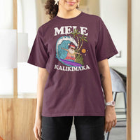 Mele Kalikimaka Hawaii Christmas Surfing Santa T Shirt For Women Summer Beach Hawaii Xmas In July - Wonder Print Shop