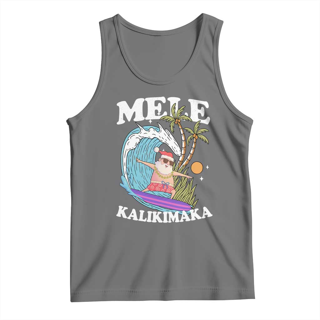 Mele Kalikimaka Hawaii Christmas Surfing Santa Tank Top Summer Beach Hawaii Xmas In July - Wonder Print Shop