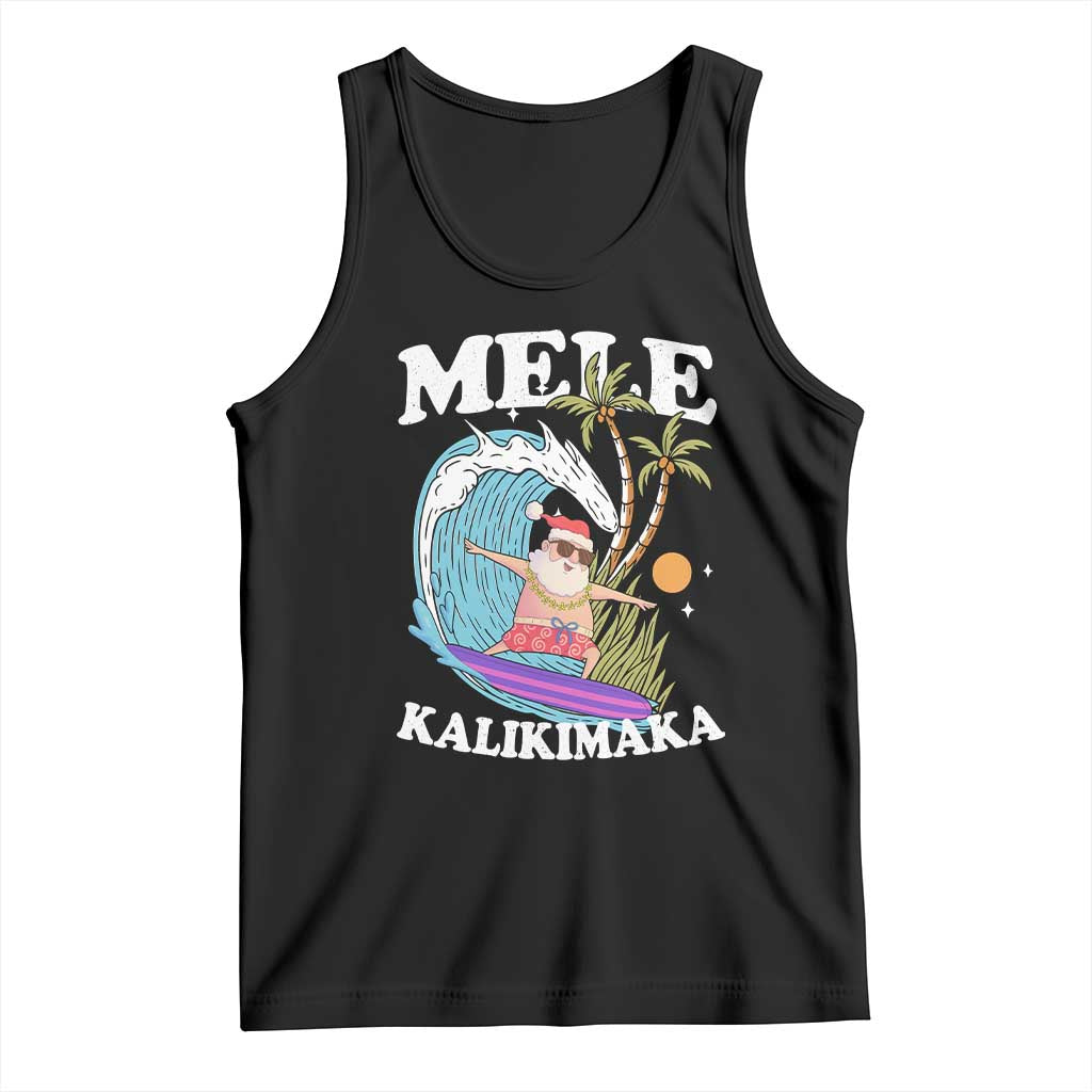 Mele Kalikimaka Hawaii Christmas Surfing Santa Tank Top Summer Beach Hawaii Xmas In July - Wonder Print Shop