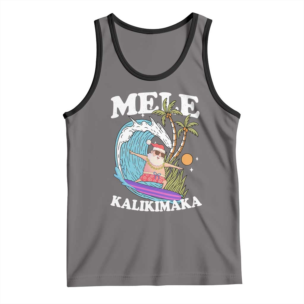 Mele Kalikimaka Hawaii Christmas Surfing Santa Tank Top Summer Beach Hawaii Xmas In July - Wonder Print Shop