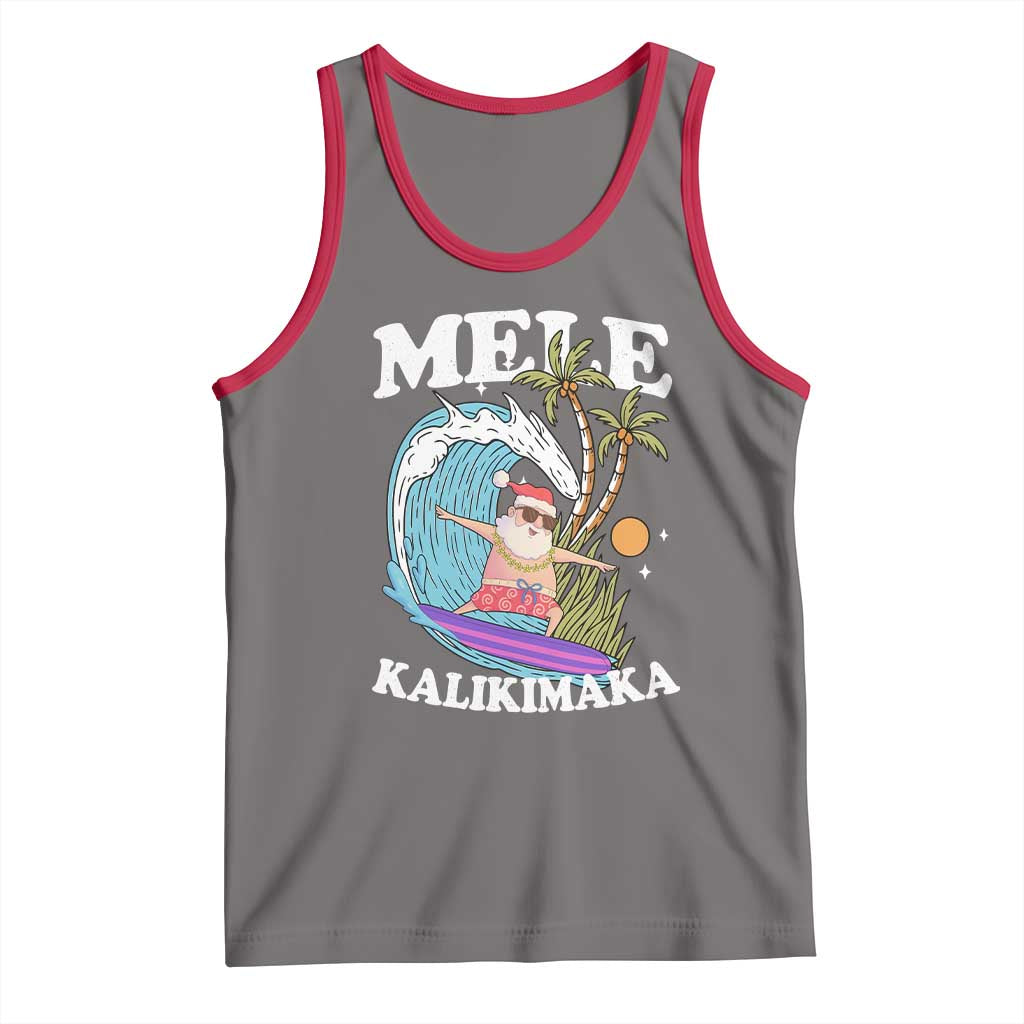 Mele Kalikimaka Hawaii Christmas Surfing Santa Tank Top Summer Beach Hawaii Xmas In July - Wonder Print Shop