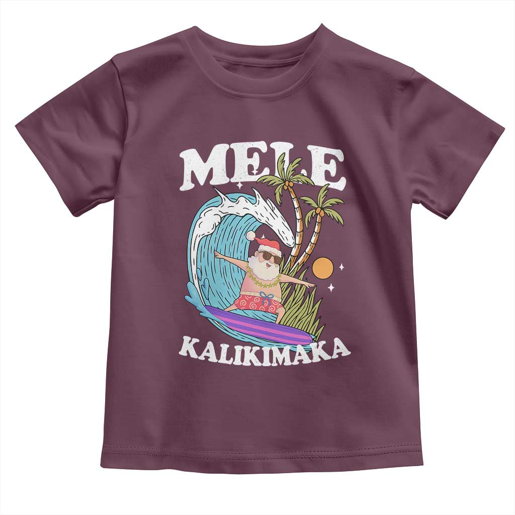 Mele Kalikimaka Hawaii Christmas Surfing Santa Toddler T Shirt Summer Beach Hawaii Xmas In July - Wonder Print Shop