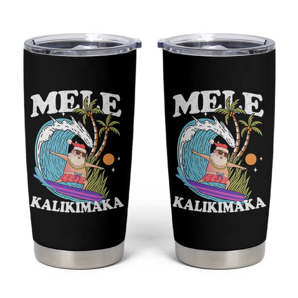 Mele Kalikimaka Hawaii Christmas Surfing Santa Tumbler Cup Summer Beach Hawaii Xmas In July - Wonder Print Shop