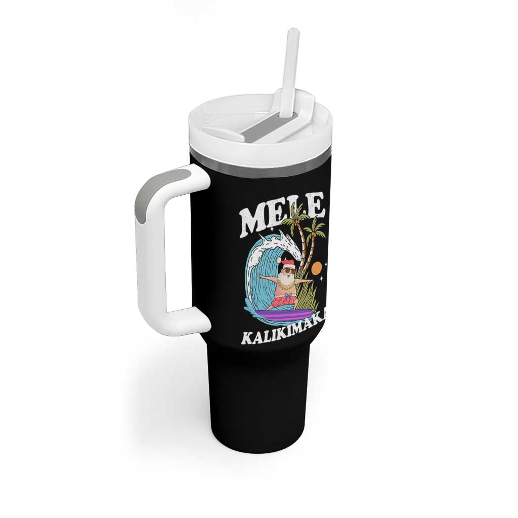 Mele Kalikimaka Hawaii Christmas Surfing Santa Tumbler With Handle Summer Beach Hawaii Xmas In July - Wonder Print Shop