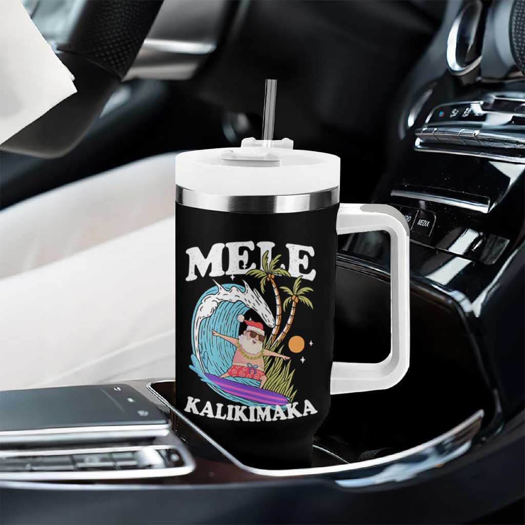 Mele Kalikimaka Hawaii Christmas Surfing Santa Tumbler With Handle Summer Beach Hawaii Xmas In July - Wonder Print Shop