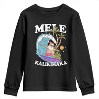 Mele Kalikimaka Hawaii Christmas Surfing Santa Youth Sweatshirt Summer Beach Hawaii Xmas In July - Wonder Print Shop