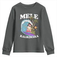 Mele Kalikimaka Hawaii Christmas Surfing Santa Youth Sweatshirt Summer Beach Hawaii Xmas In July - Wonder Print Shop