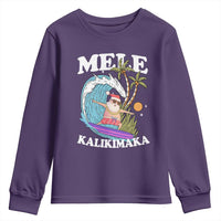 Mele Kalikimaka Hawaii Christmas Surfing Santa Youth Sweatshirt Summer Beach Hawaii Xmas In July - Wonder Print Shop
