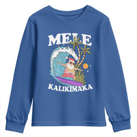 Mele Kalikimaka Hawaii Christmas Surfing Santa Youth Sweatshirt Summer Beach Hawaii Xmas In July - Wonder Print Shop