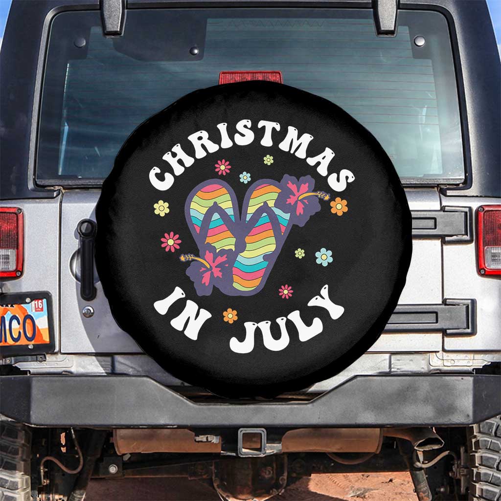 Christmas In July Summer Beach Spare Tire Cover Hawaii Flip Flops Hibiscus - Wonder Print Shop