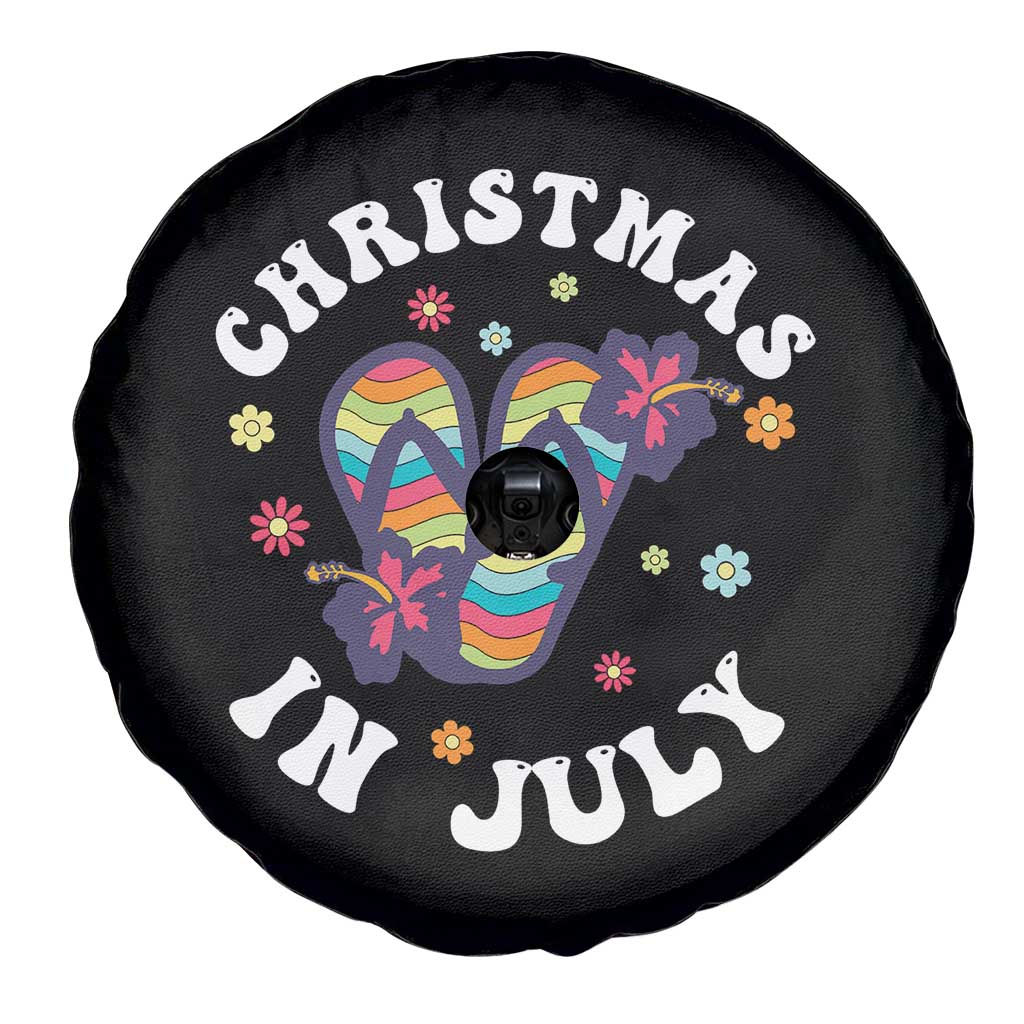 Christmas In July Summer Beach Spare Tire Cover Hawaii Flip Flops Hibiscus - Wonder Print Shop